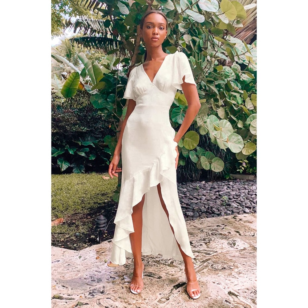 Lulu’s White Satin Dresss